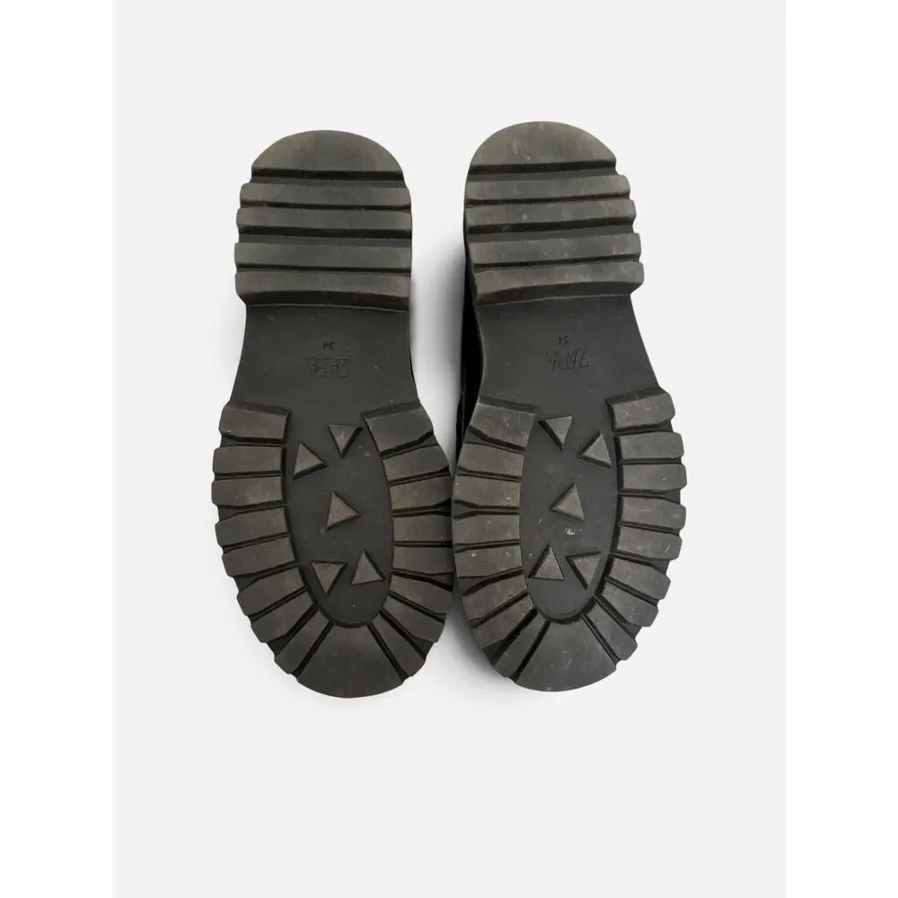 Zara Kids Black Chunky Lug Sole Horsebit Loafers EU 34 US 3.5